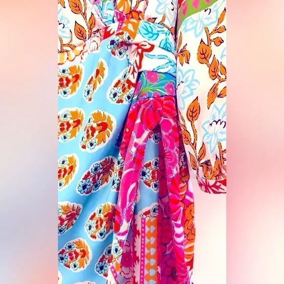 ZARA SATIN PATCHWORK PRINT DRESS - Picture 10 of 11